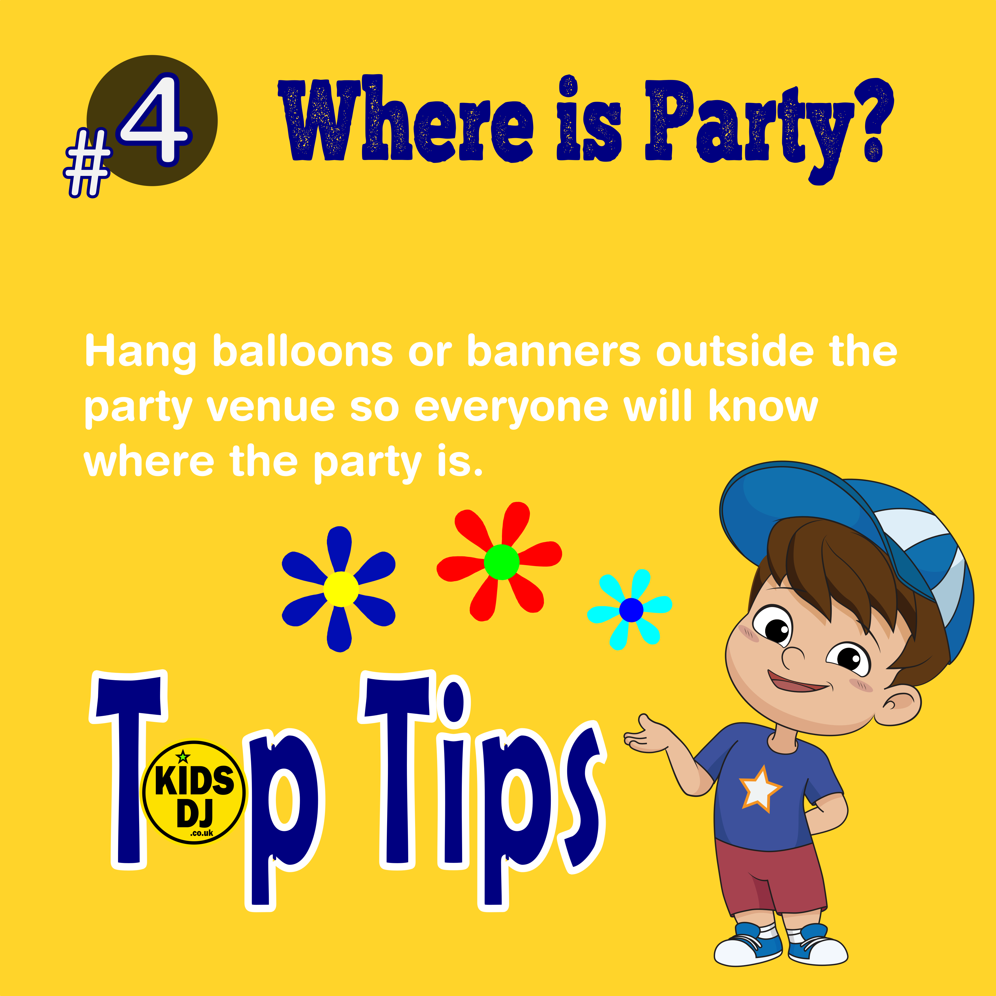 Ballons or banners outside party venue