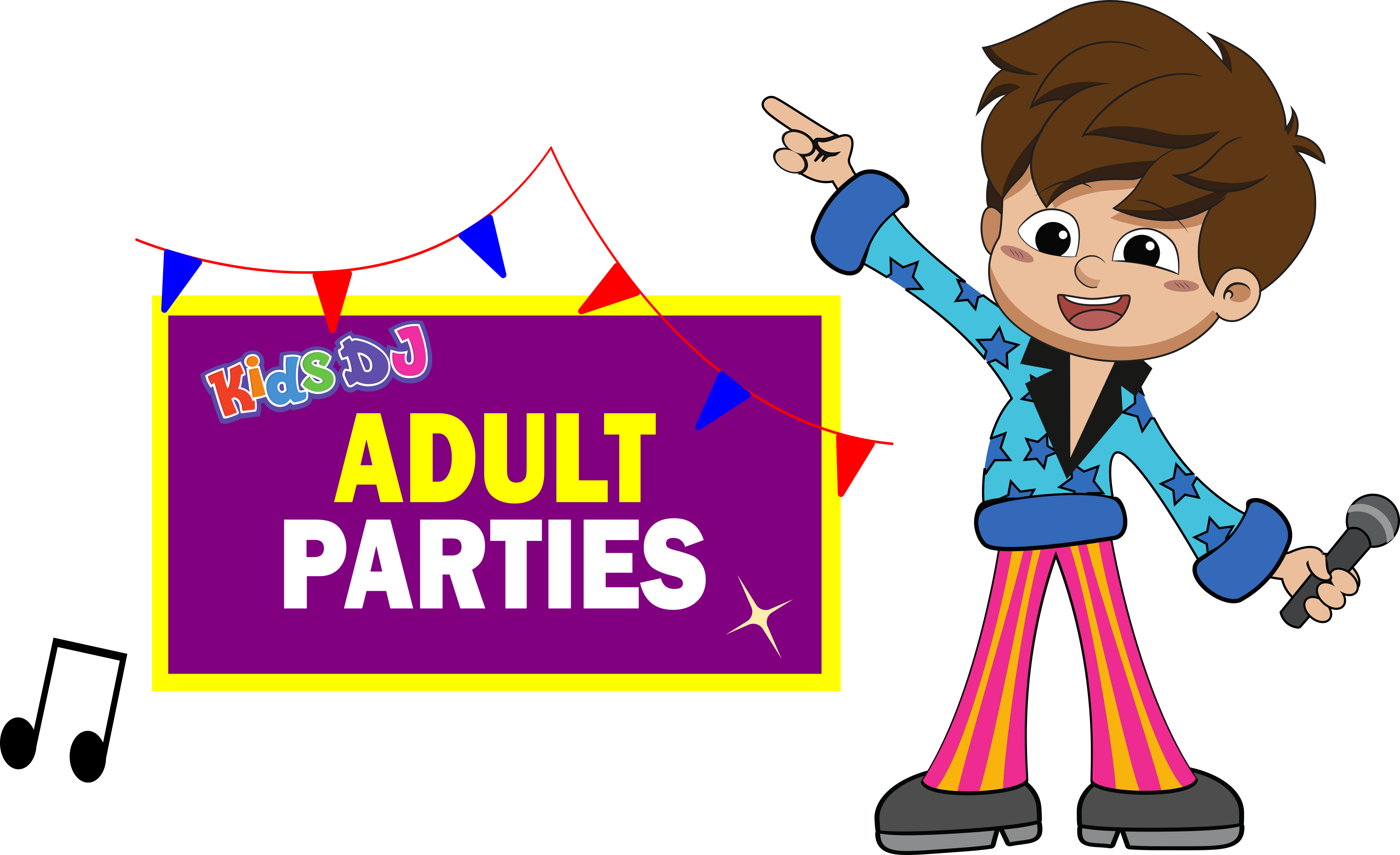 Kids DJ host parties for adults including weddings, anniversaries, engagements & birthdays