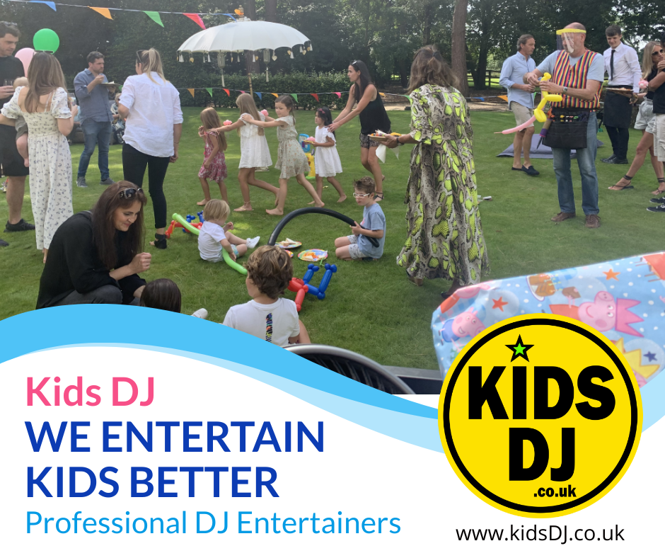 Kids DJ hosting a garden party in Mere