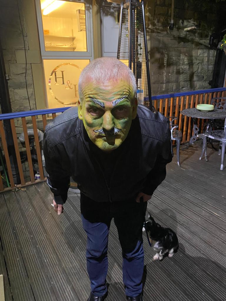 Kids DJ Gareth in Halloween makeup