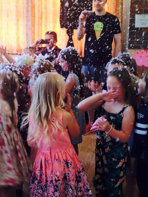 It's always snowing at the end of our parties