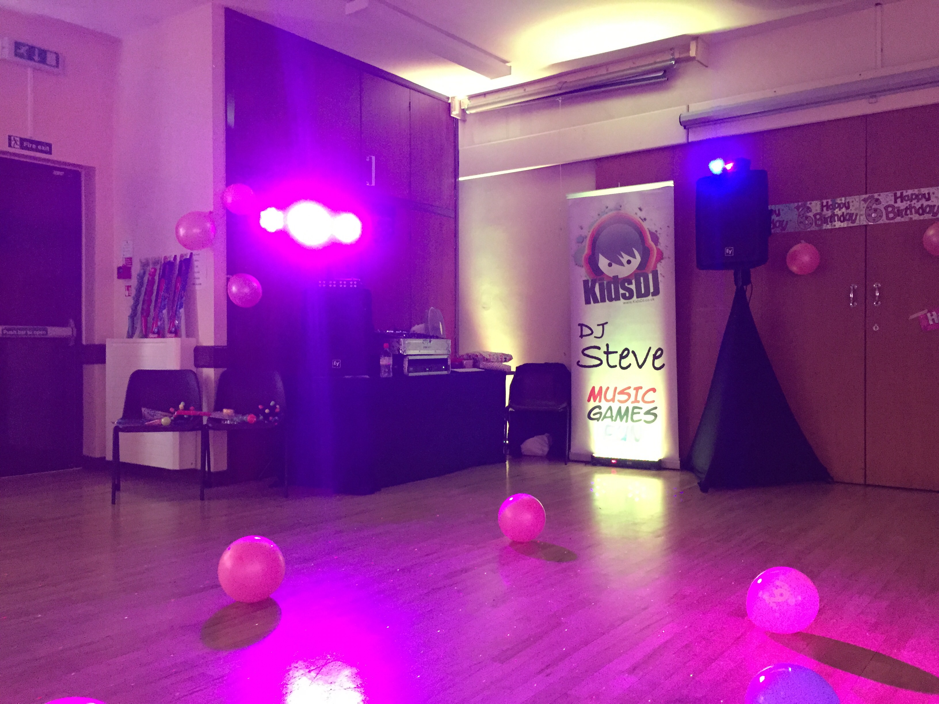 Birthday party disco setup