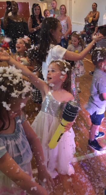 Kids DJ parties often include snow